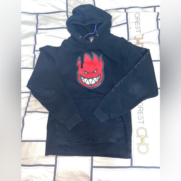SPITFIRE WHEELS Red BIGHEAD FILL Men’s Size Medium Black Pullover Hoodie - Picture 1 of 7
